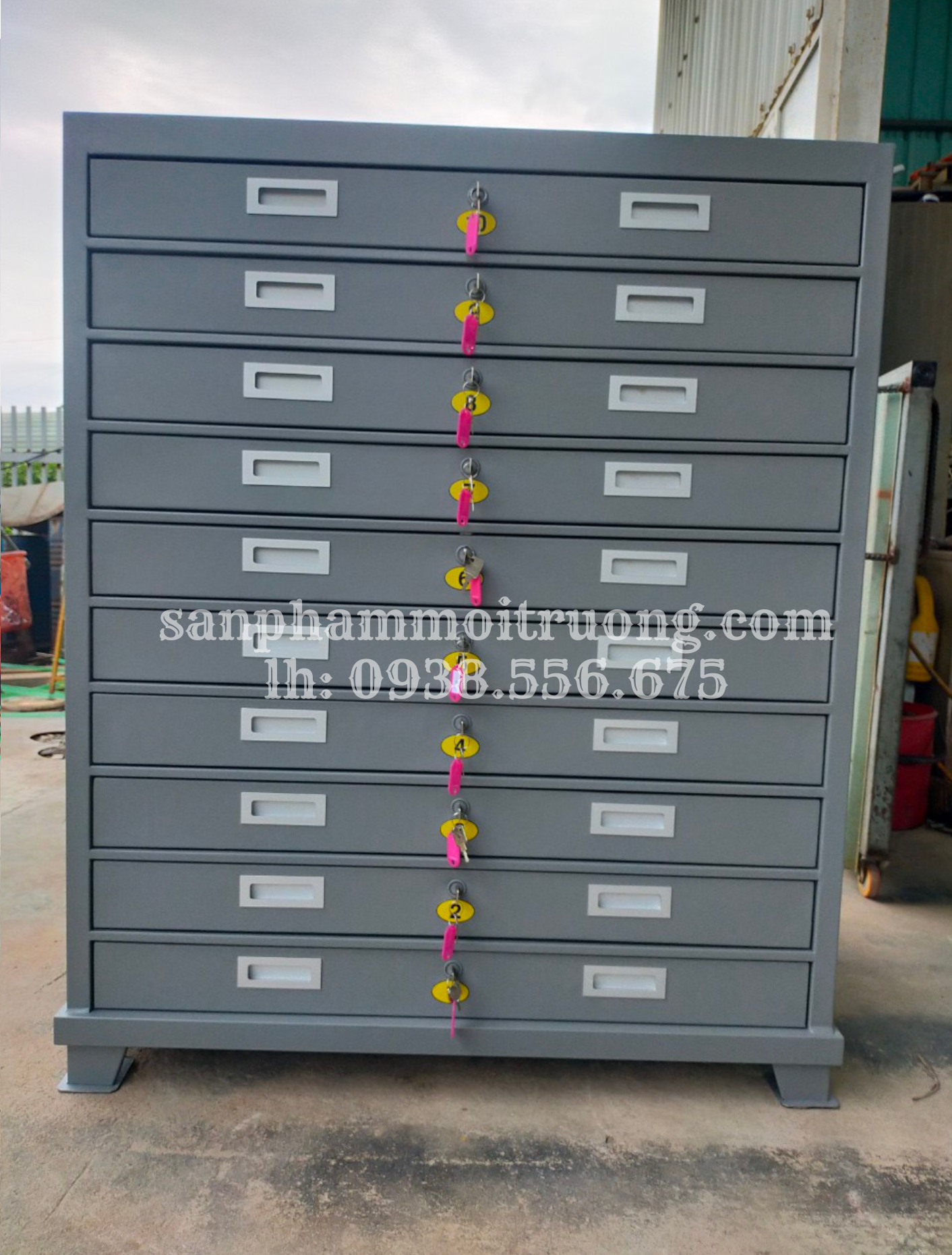 Tủ lưu bản vẽ A1-10 ngăn có khóa