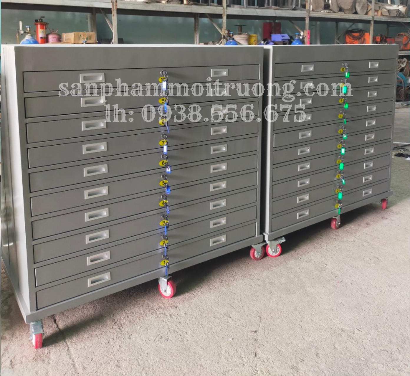 Tủ lưu bản vẽ A0-10 ngăn có khóa