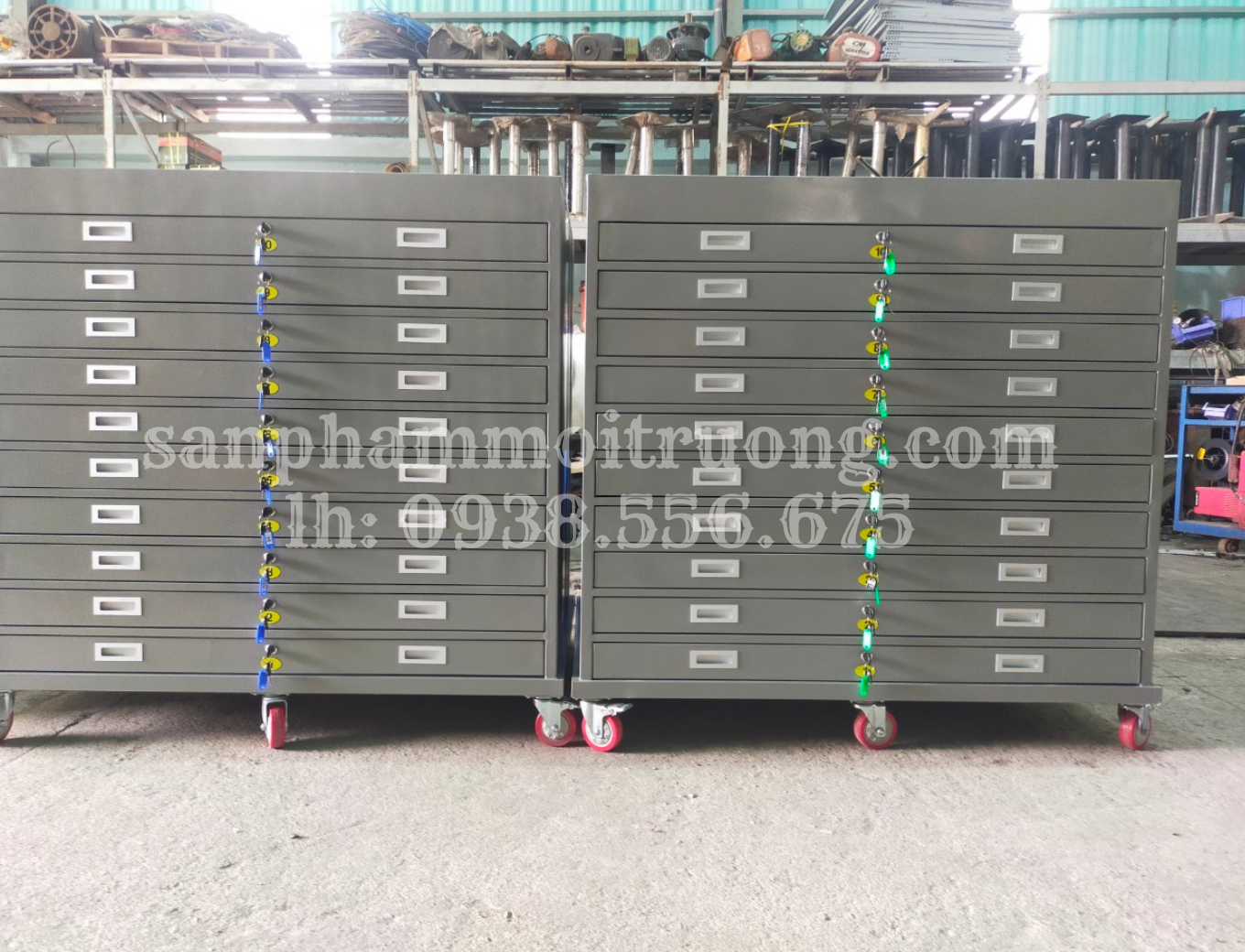 Tủ lưu bản vẽ A0-10 ngăn có khóa